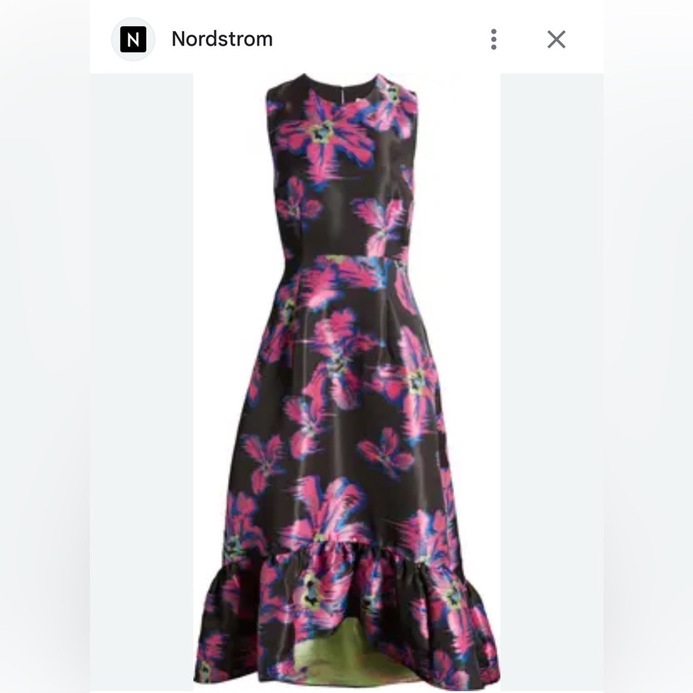 Floral Jacquard A-Line Dress